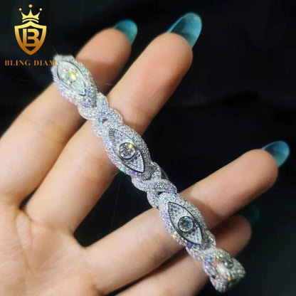 Evil Eye Infinity Moissanite Cuban Bracelet