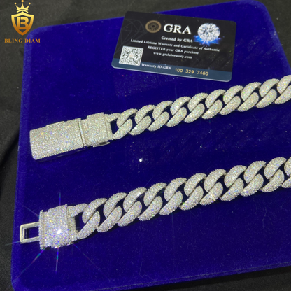 Iced Out Mosaic Setting Moissanite Cuban Chains