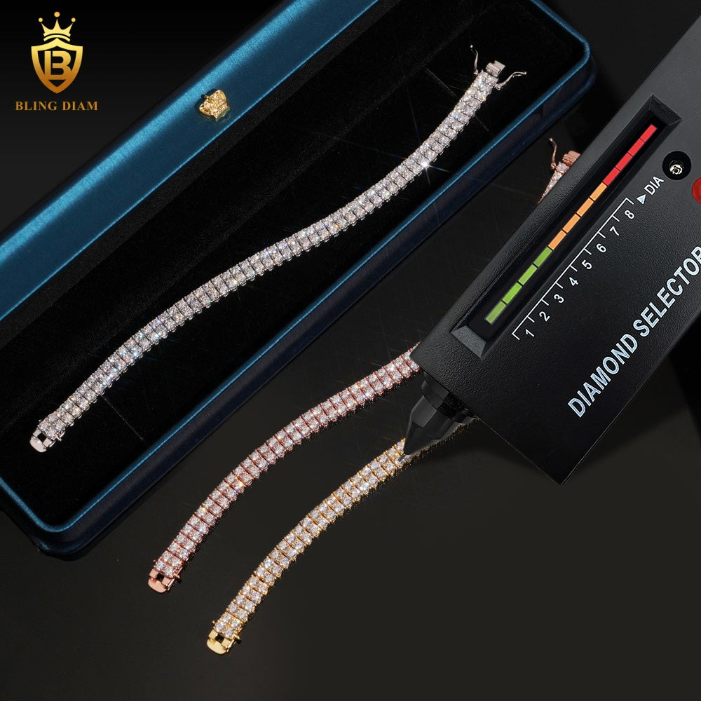 2 Row Iced Out Moissanite Tennis Bracelet