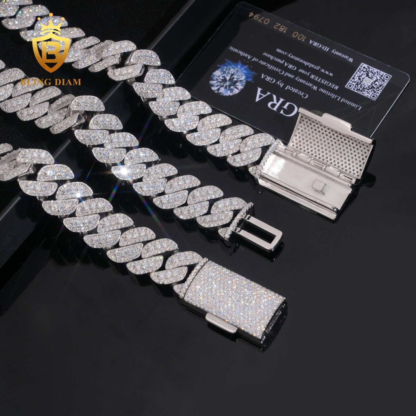 18mm VVS1 Moissanite 925 Silver chain