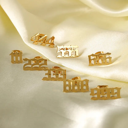 Angel Number Hoop Stud Ear Ring