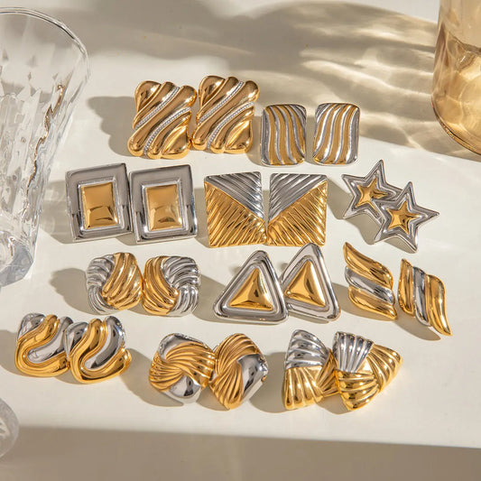 Two Tone Geometric Earrings