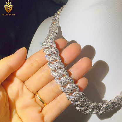 Miossanite 15mm Fashion Miami Cuban Link Chain