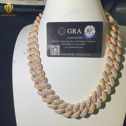 Miossanite 22mm Sterling Silver 925 Miami Cuban Link Chain