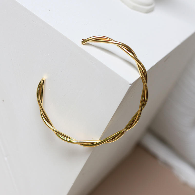 Twisted Open Cuff Bangle Bracelet