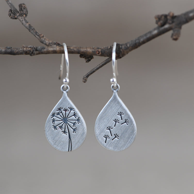 Dandelion Flower Pattern Dangle Earrings