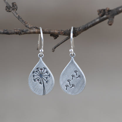 Dandelion Flower Pattern Dangle Earrings