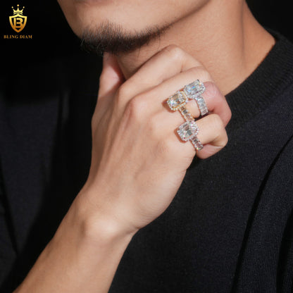 Emerald-cut moissanite ring