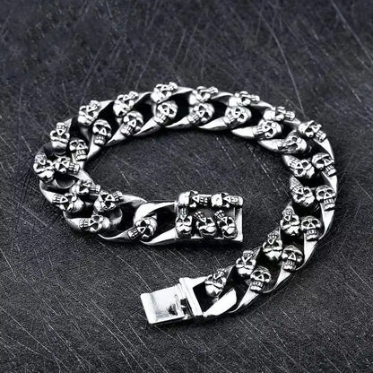 Skeleton Skull Cuban Link Chain Bracelet