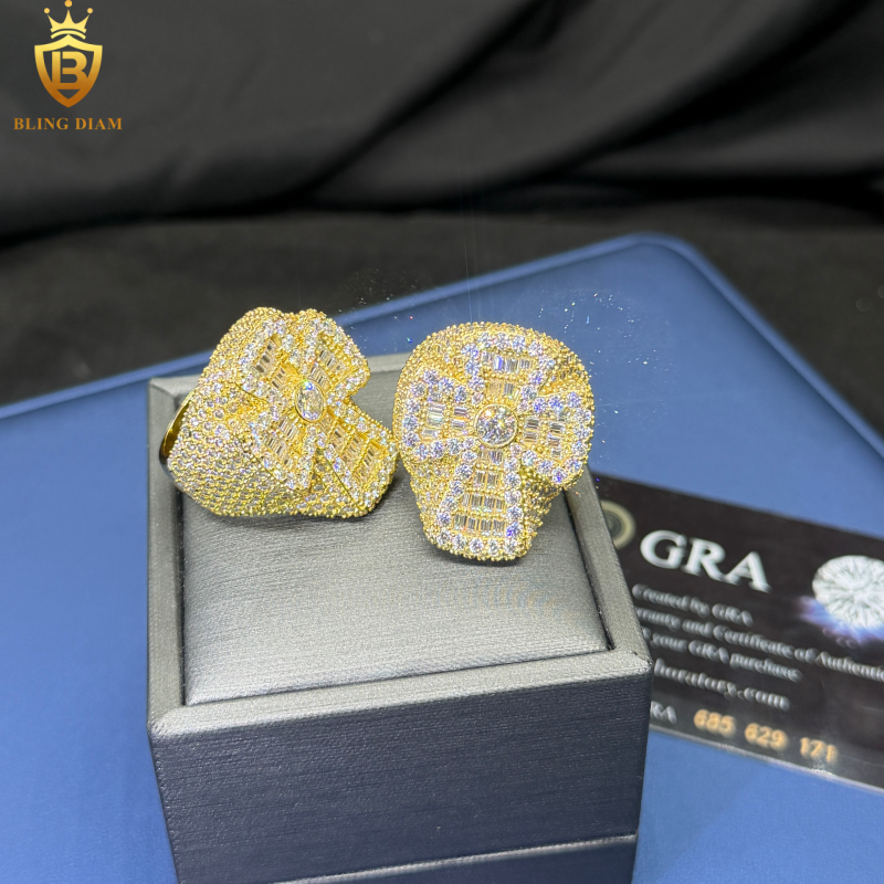 cross-shape iced-out ring