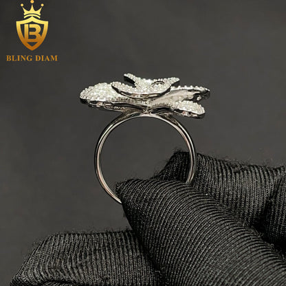 Flower-design moissanite ring
