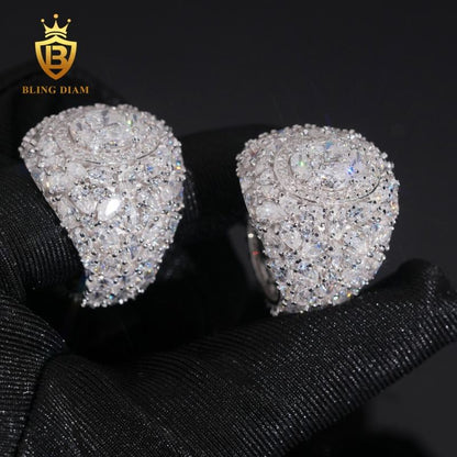Iced-out moissanite ring