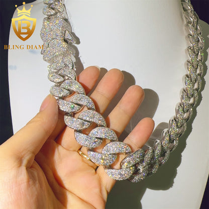 Moissanite 24mm Sterling Silver 925 Miami Cuban Link Chain