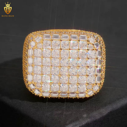 Rectangle square iced-out ring