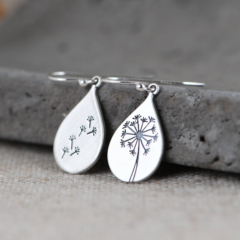Dandelion Flower Pattern Dangle Earrings