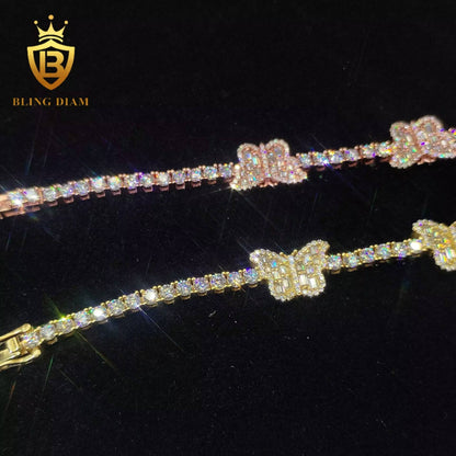 Plated Butterfly Moissanite Tennis Bracelet