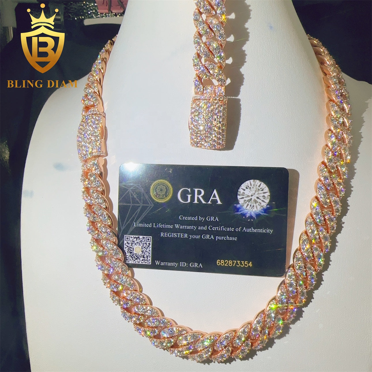 Miossanite 15mm Sterling Silver 925 Miami Cuban Link Chain