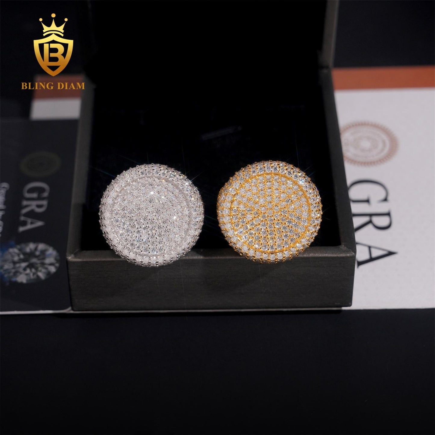 Plated Iced Out Moissanite Ring