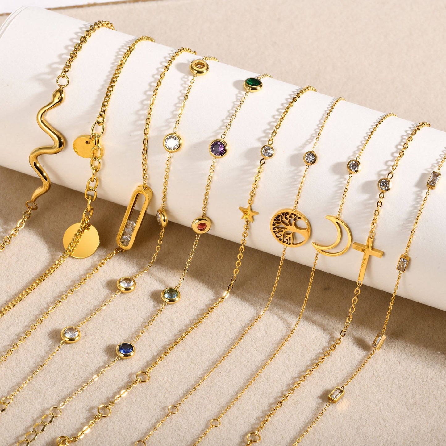 Cross Moon Pendant Geometric Bracelet