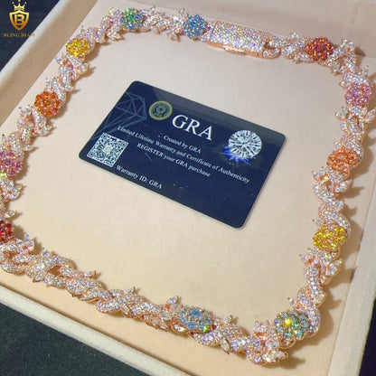 15mm Sterling Silver 925 VVS Moissanite Chain