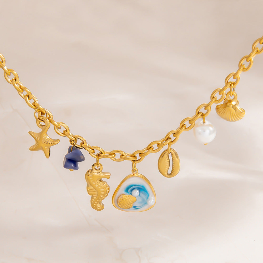 Seahorse Shell Starfish Pearl Charm Bracelets