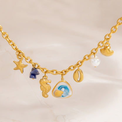 Seahorse Shell Starfish Pearl Charm Bracelets