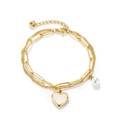 Shell Heart Shape Pearl Charm Bracelets