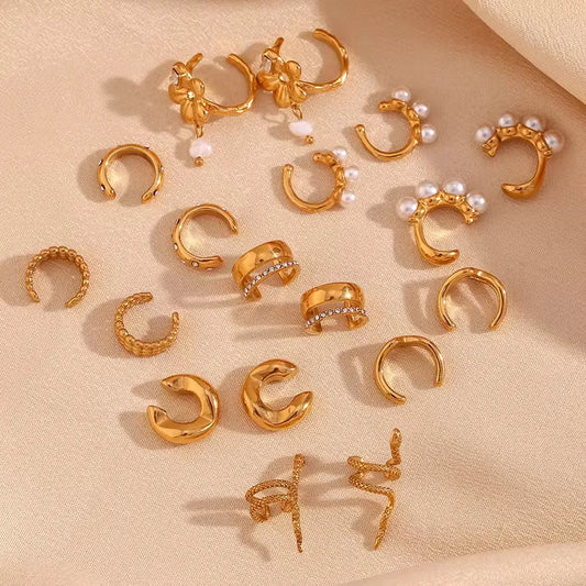 Flower Snake Clip-on Earrings