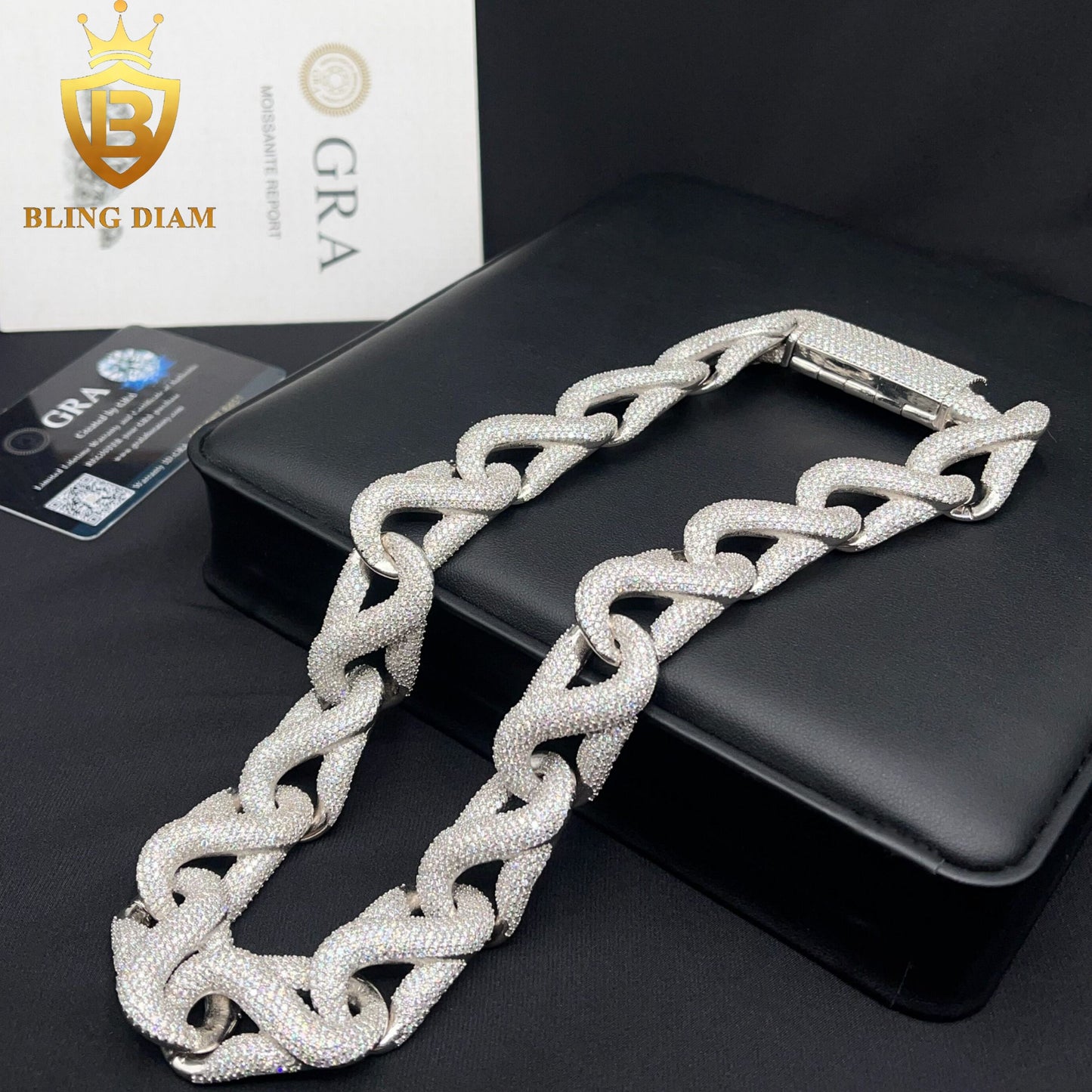 20mm 925 Sterling Silver VVS Moissanite Chains