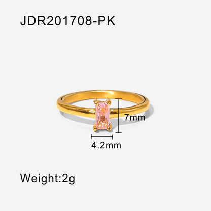 Inlaid Pink Stone Finger Rings