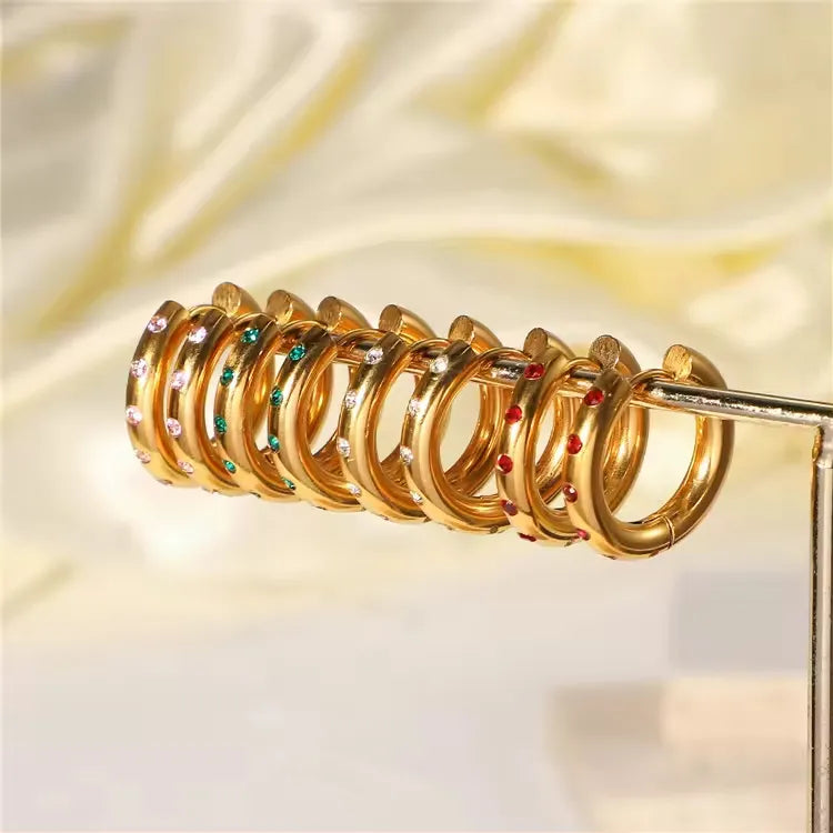 Colorful Zircon Hoop Huggie Earrings