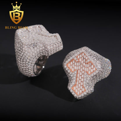 Iced-out cross moissanite ring