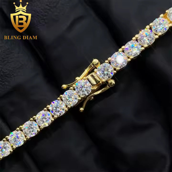 Signature Tennis Bracelet - 3mm VVS Moissanite, Gold Plated Sterling Silver