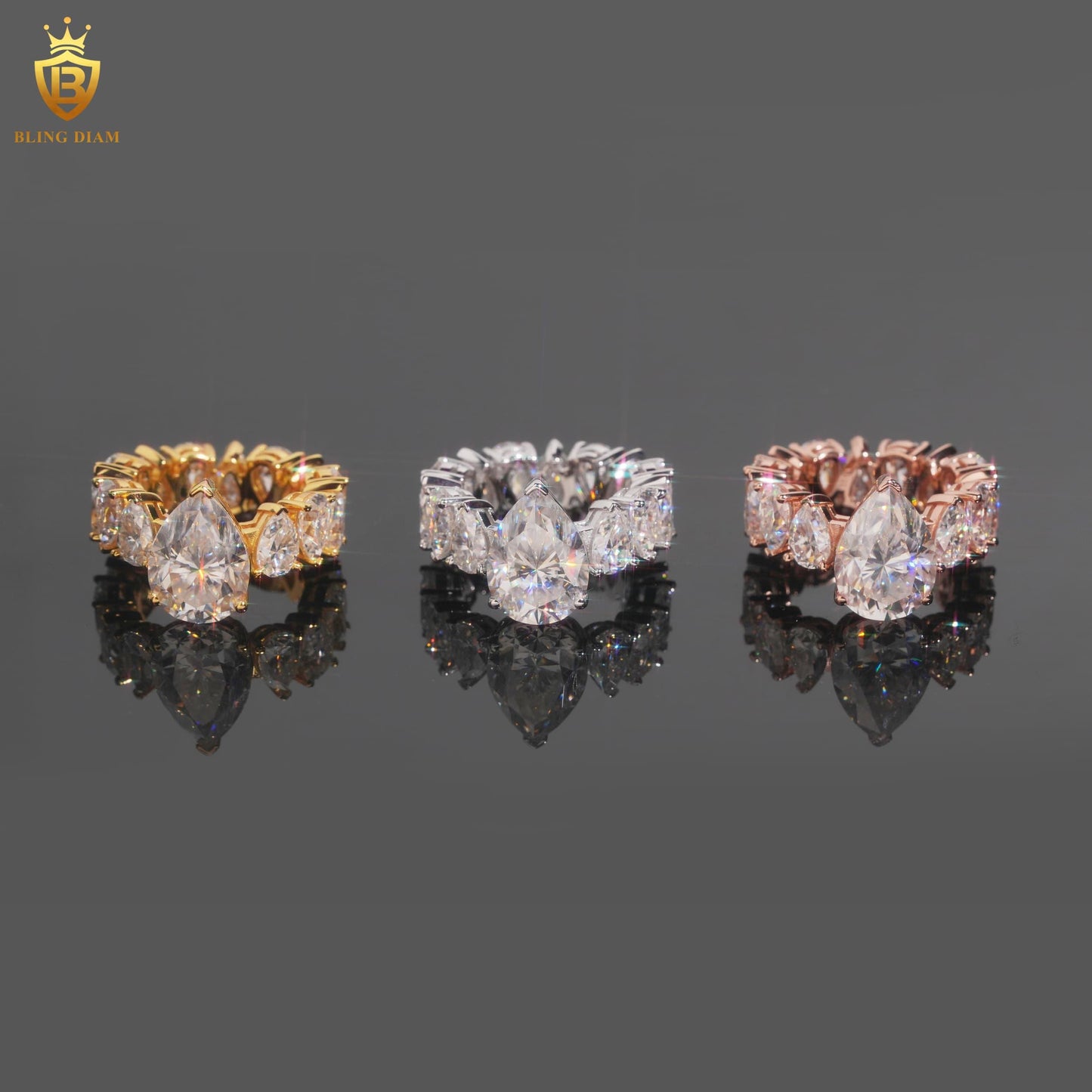 Pear-cut moissanite ring