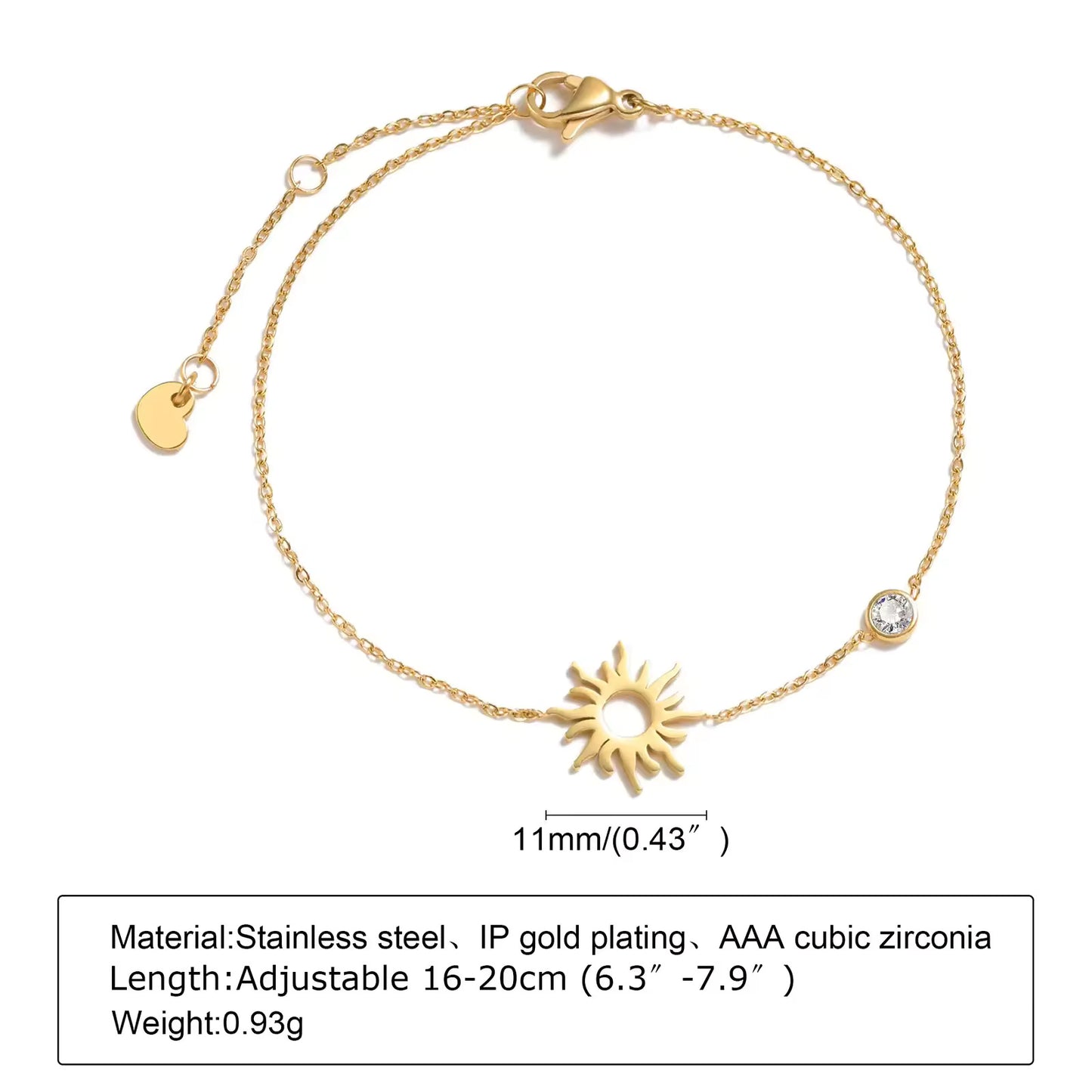 Zircon Heart Flower Bracelet