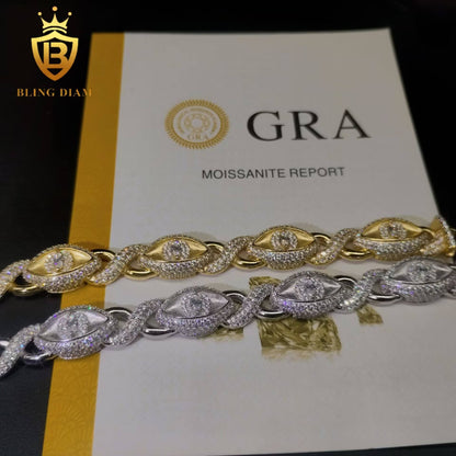 Marquise Evil Eye Infinity Moissanite Cuban Bracelet