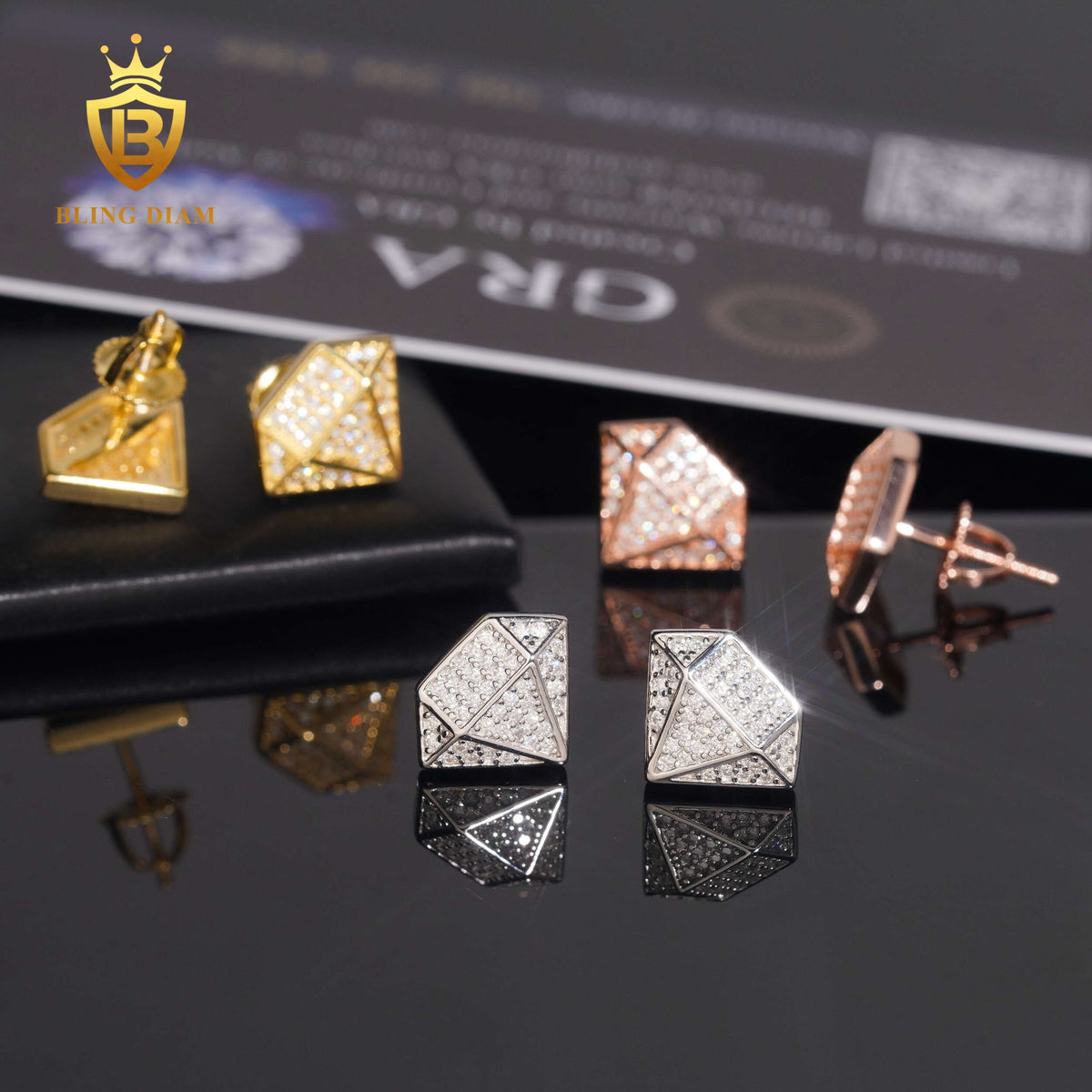 VVS Diamond-Shaped Moissanite Stud Earrings