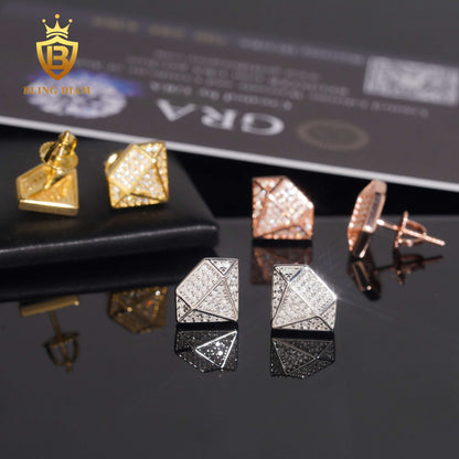 VVS Diamond-Shaped Moissanite Stud Earrings