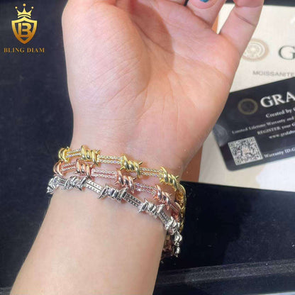 Wire Twist Thorns Moissanite Cuban Bracelet
