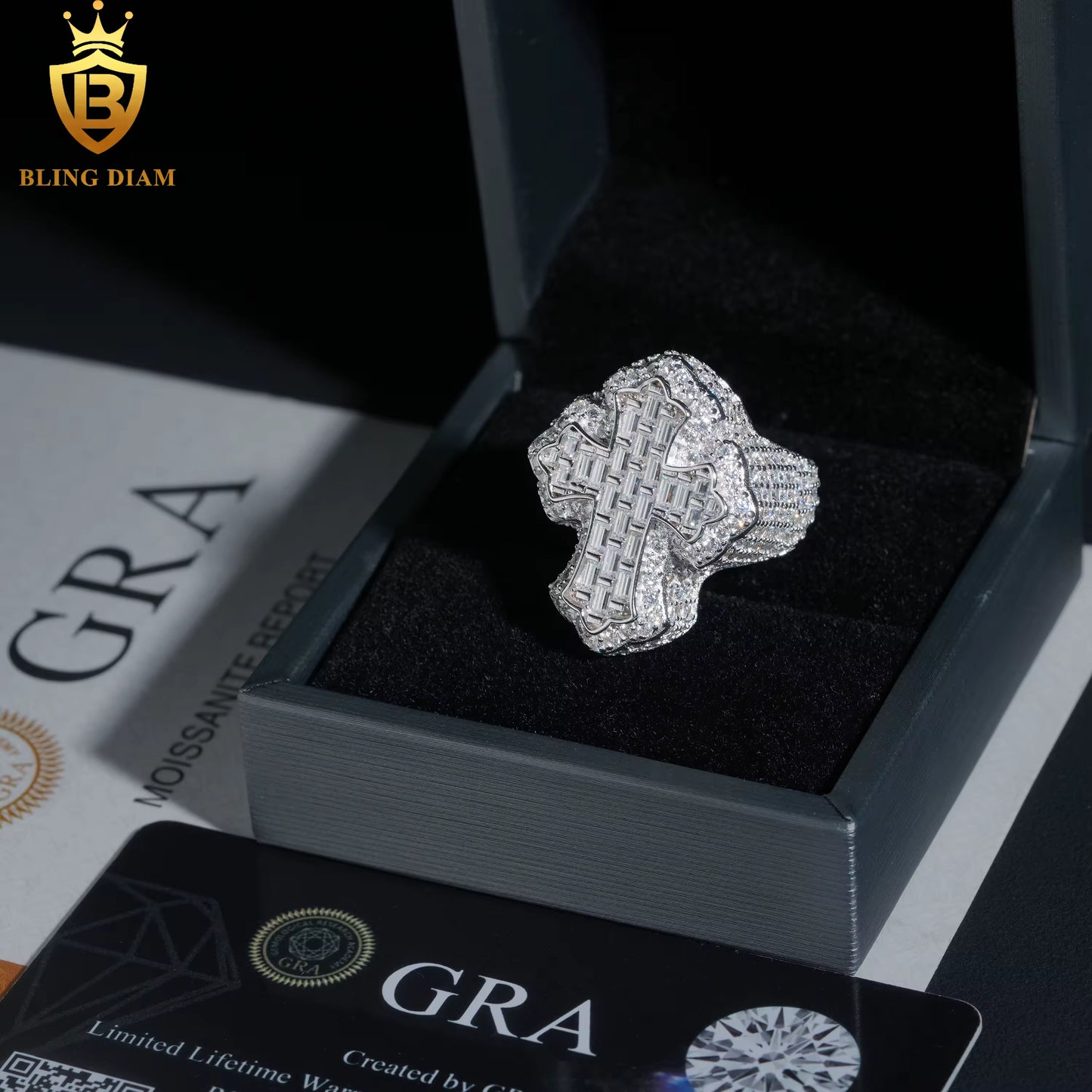 Fully Iced Out Cross Ring