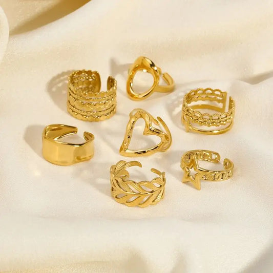 Open Heart Star Hollow Rings