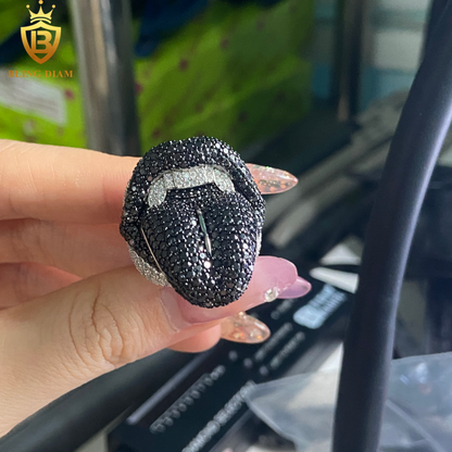 Tongue-shape iced-out ring