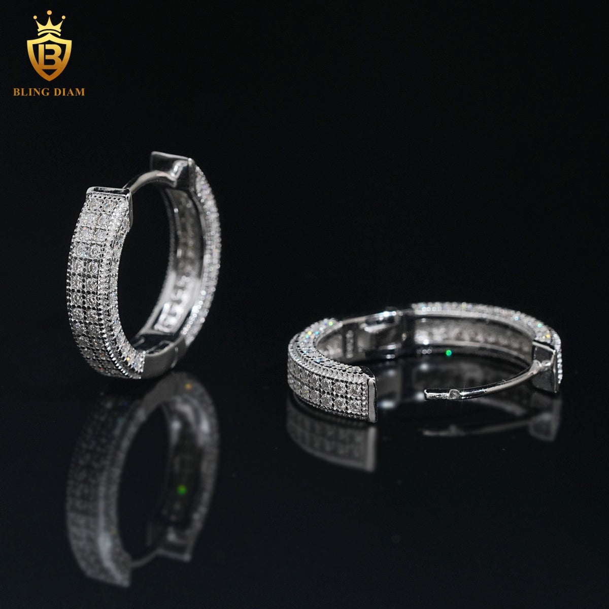 Iced-Out Moissanite Hoop Earrings