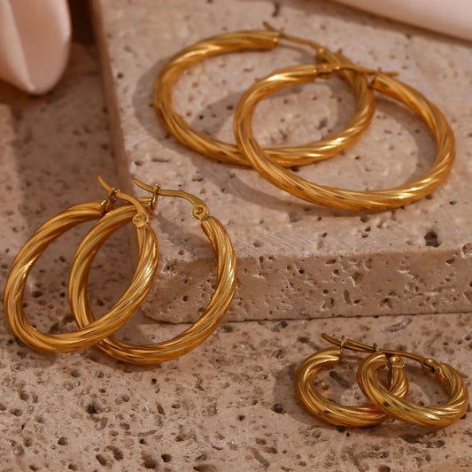 Twisted Round Hoop Earrings