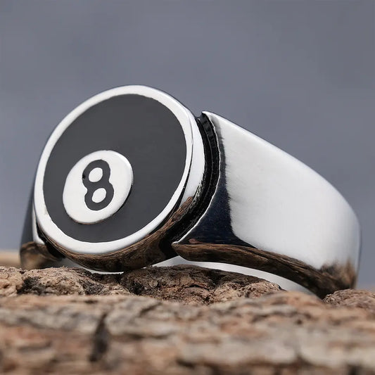 Enamel Eight Ball Ring